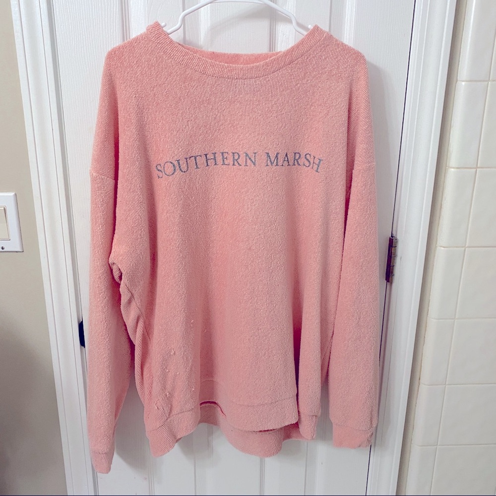 Pink terry cloth Southern Marsh sweater